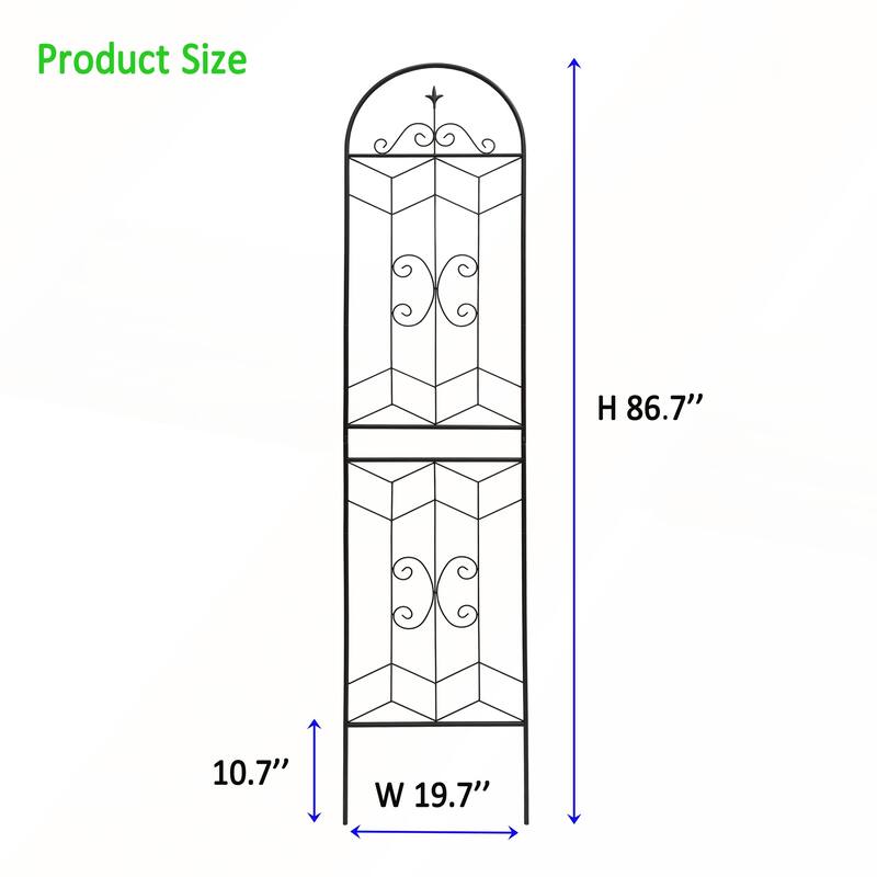 2 Pack Metal Garden Trellis 86.7in x 19.7in Rustproof Trellis