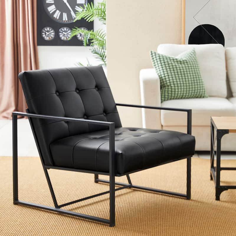 Glitzhome 29.50"W Mid-Century PU Leather Tufted Accent Chair - 29.5"W x 30.5"H x 29.25"D