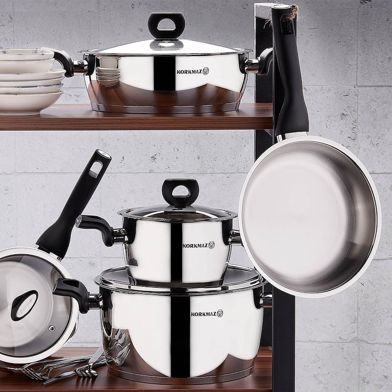 2 Piece 5.5 Liter Stainless Steel Casserole with Lid in Silver