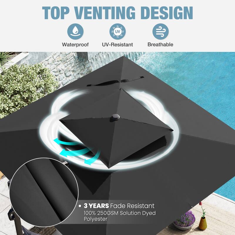 VredHom 10 X 10 ft Square Patio Cantilever-Offset Umbrella