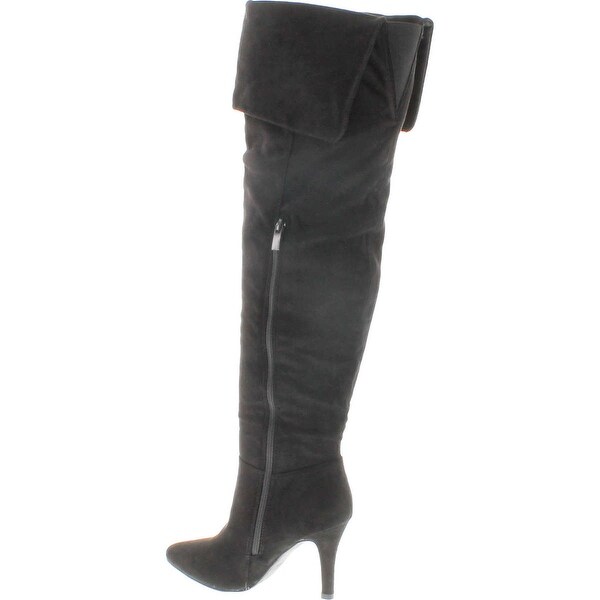 black pointed toe thigh high boots