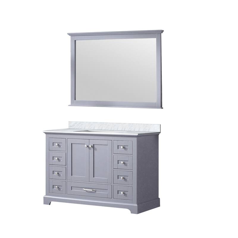 Dukes 60 in. W x 22 in. D Navy Blue Double Bath Vanity, Carrara Marble Top, and 58 in. Mirror