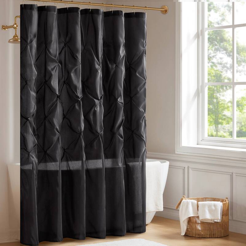 Madison Park Laurel Tufted Semi-Sheer Shower Curtain - 72x72" - Black