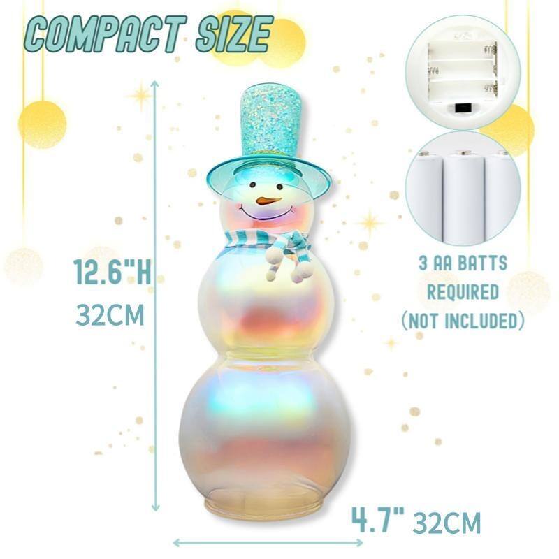 LED Snowman Table Light - Christmas Decor with Hat & Scarf, Battery Operated Holiday Night Light Blue - N/A