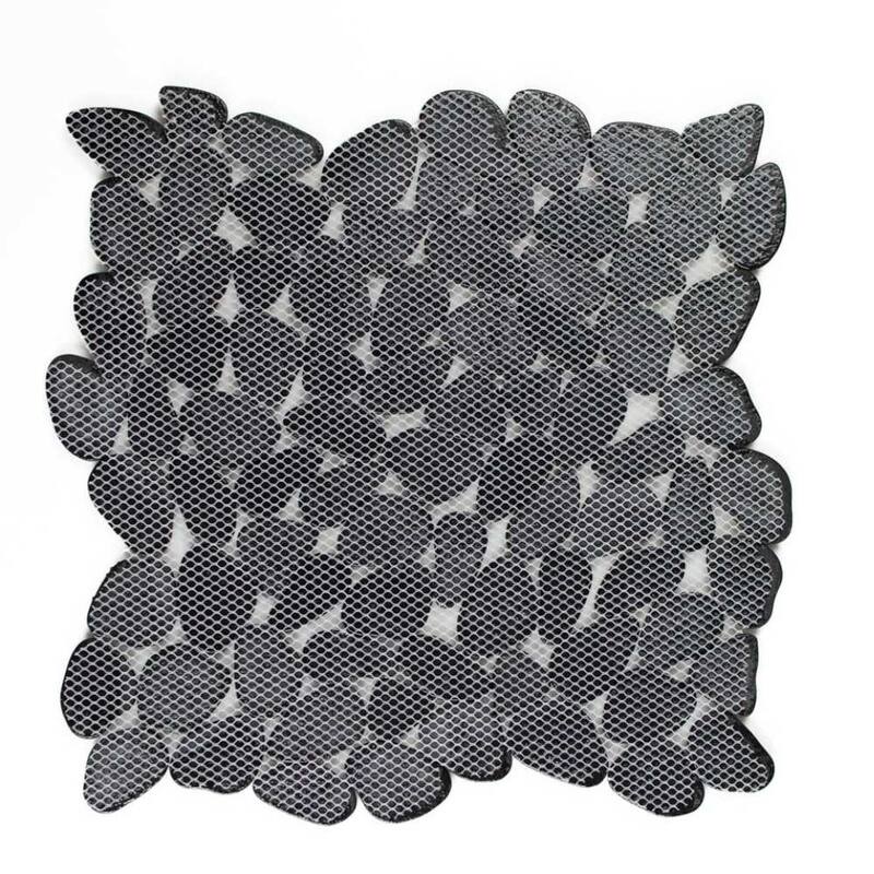 Huron Rock 12x12 Matte Glass Pebble Mosaic Tile - Floor, Wall, Backsplash