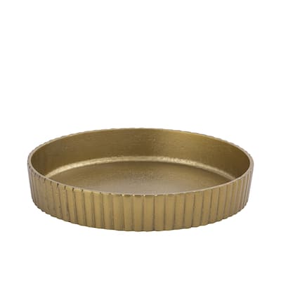 Plate Round Raw Brass Antique Dia 11.81" ALUMINUM -ST - Raw Brass Antique