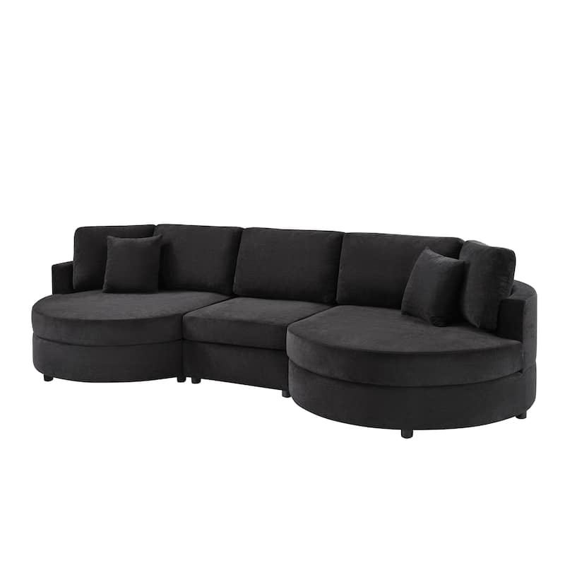 Christopher Knight Home - Xanthippe 3 Seater Upholstered Curved Design Sofa with Throw Pillow