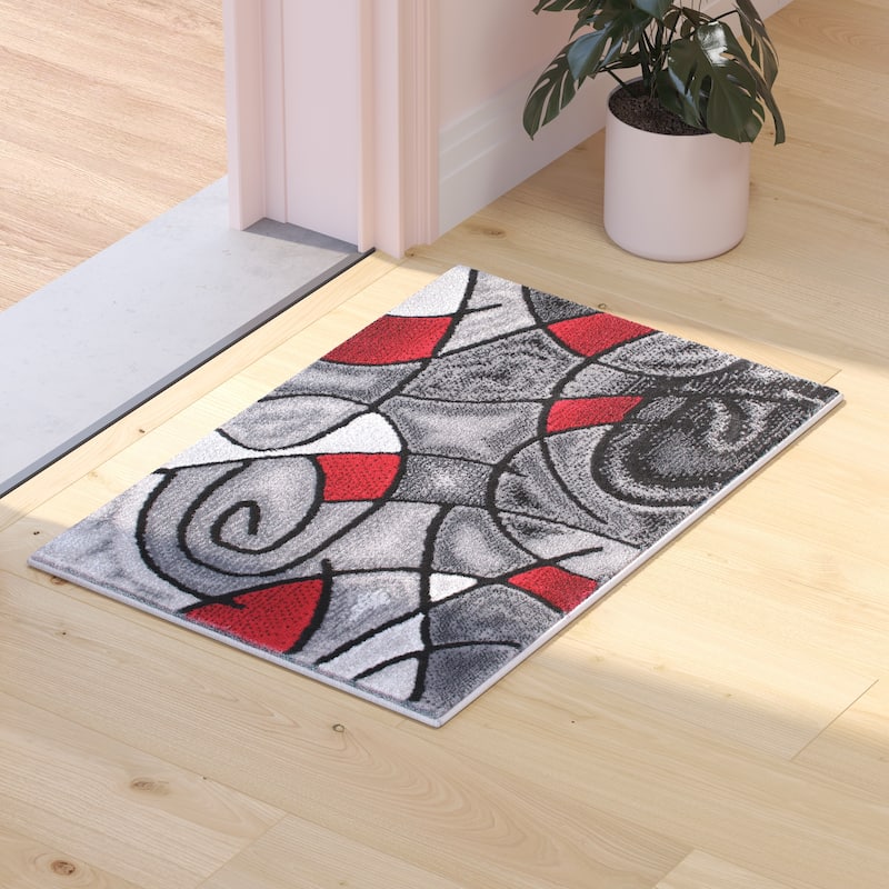 Modern Olefin Accent Area Rug - Abstract Pattern