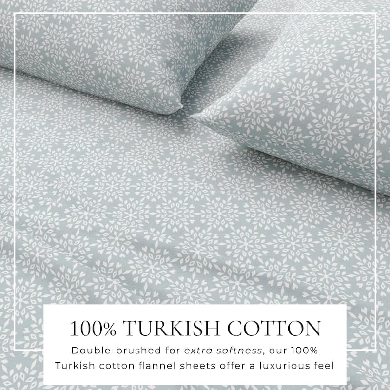 Linery & Co. Turkish Cotton Double-Brushed Printed Flannel Bed Sheet Set