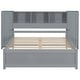 preview thumbnail 8 of 28, Full Size Platform Bed with Storage Headboard, 3 Shelves, 2 Side Lockers, Solid Pine Wood Frame, No Box Spring Required, Grey