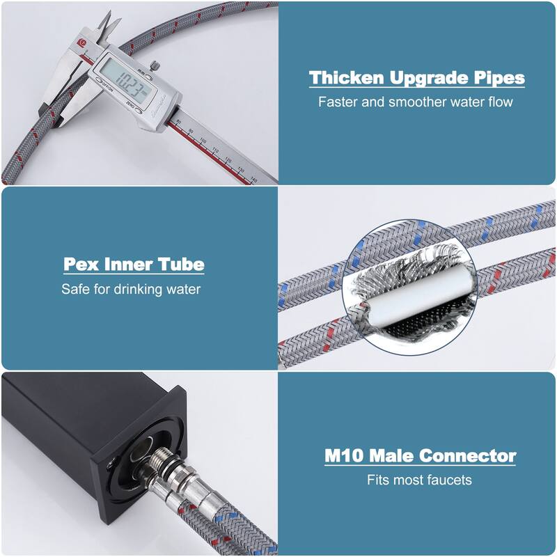 WOWOW 3/8 in. COMP x 3/8 in. COMP Stainless Steel Faucet Supply Lines - Stainless Steel - 12-inch