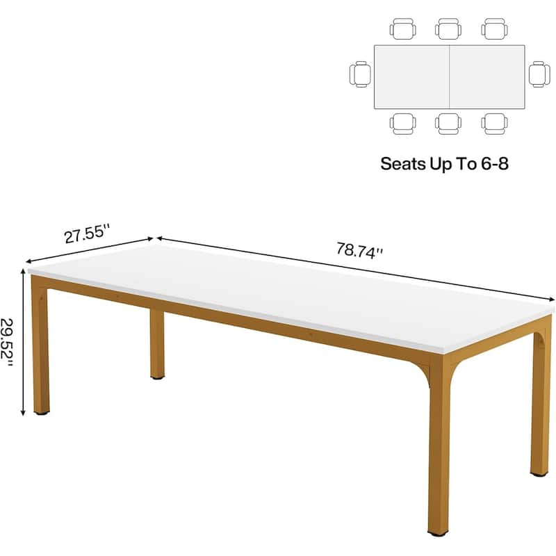 78.74" Large Rectangle Conference Table, Office Meeting/Seminar/Business Table Desk for Office Boardroom & Meeting Room