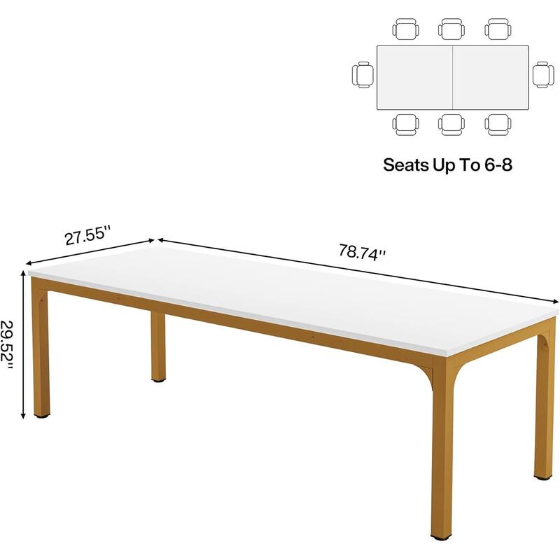 78.74" Large Rectangle Conference Table/Desk, Modern Seminar Meeting Table, Business Tables for Boardroom & Office