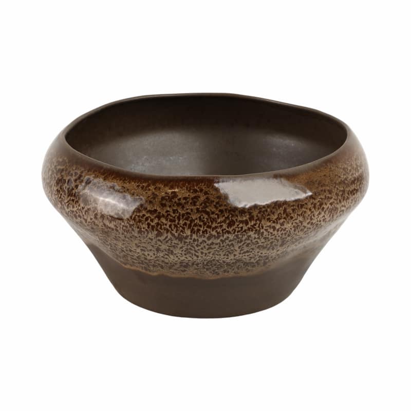 Terracotta Bowl Glazed Rustic Accent for Home Office - 7" Brown - 13" x 13" x 7" - Brown - 13" x 13" x 7"