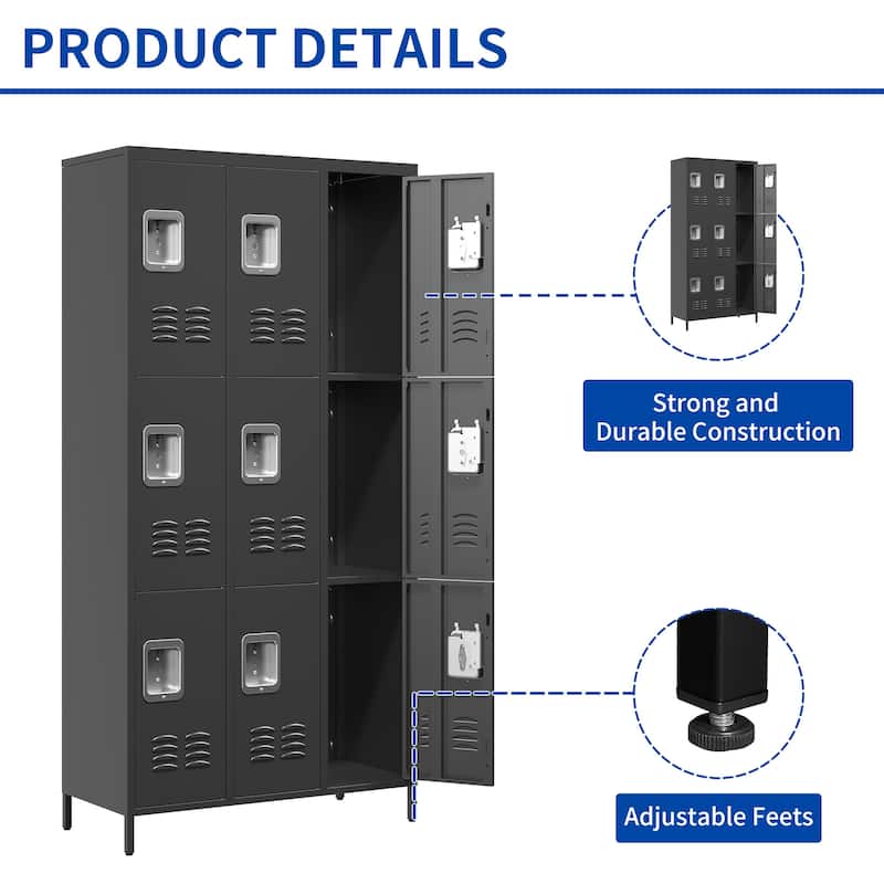 72"H Metal Lockers With 12 Door,Storage Cabinet With Lock for Employees,School,Gym