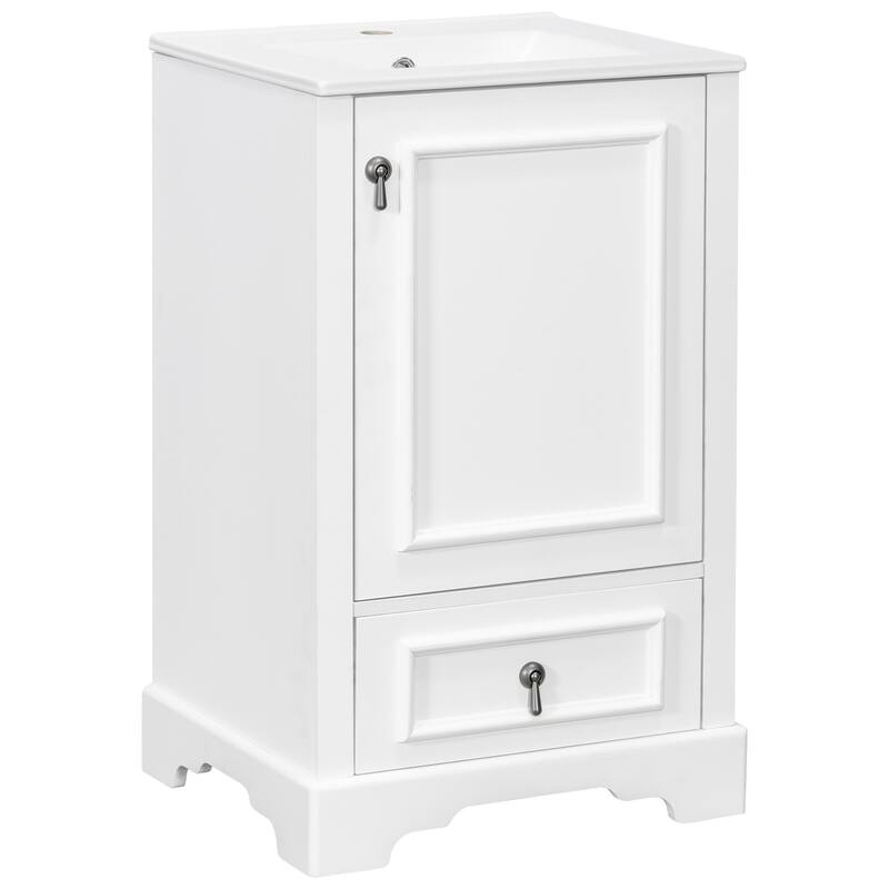 Bathroom Vanity with Sink, Bathroom Cabinet with Soft Closing Door, Storage Rack & Drawer, Free Standing Wood Vanity Set