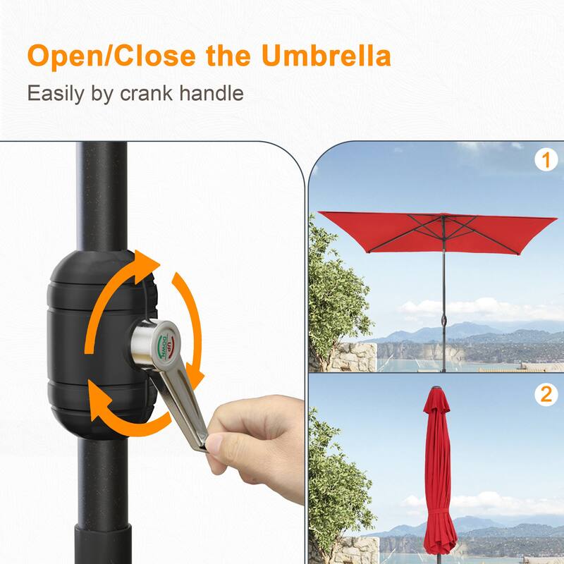 LIVOOSUN 10 x 6.5ft Outdoor Market Patio Umbrella w/Tilt and Crank