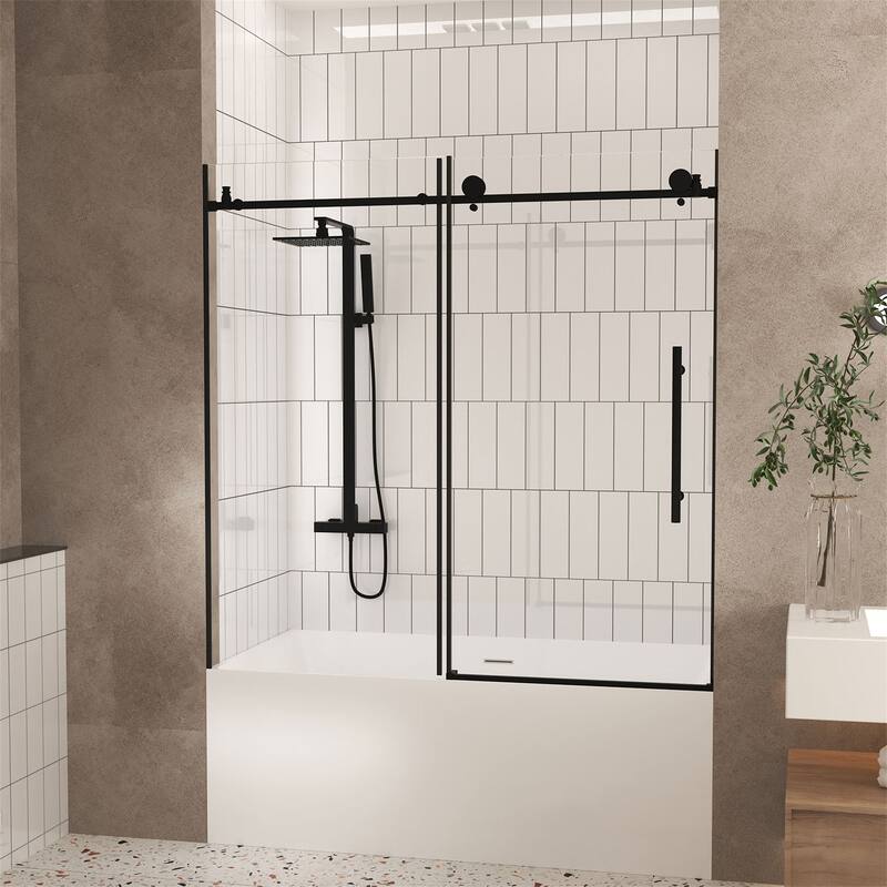 60"W x 60" H Frameless Shower Door with 1/4 "Tempered Glass,Handle