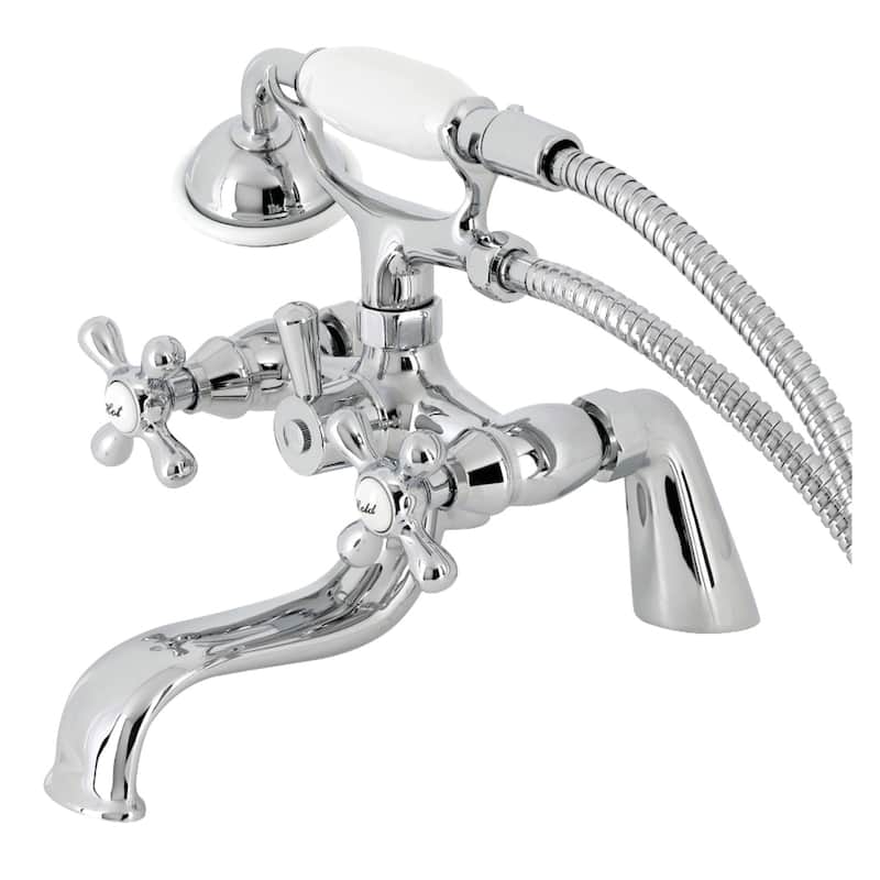 Kingston Brass Deck Mount Clawfoot Tub Faucet with Hand Shower - Polished Chrome