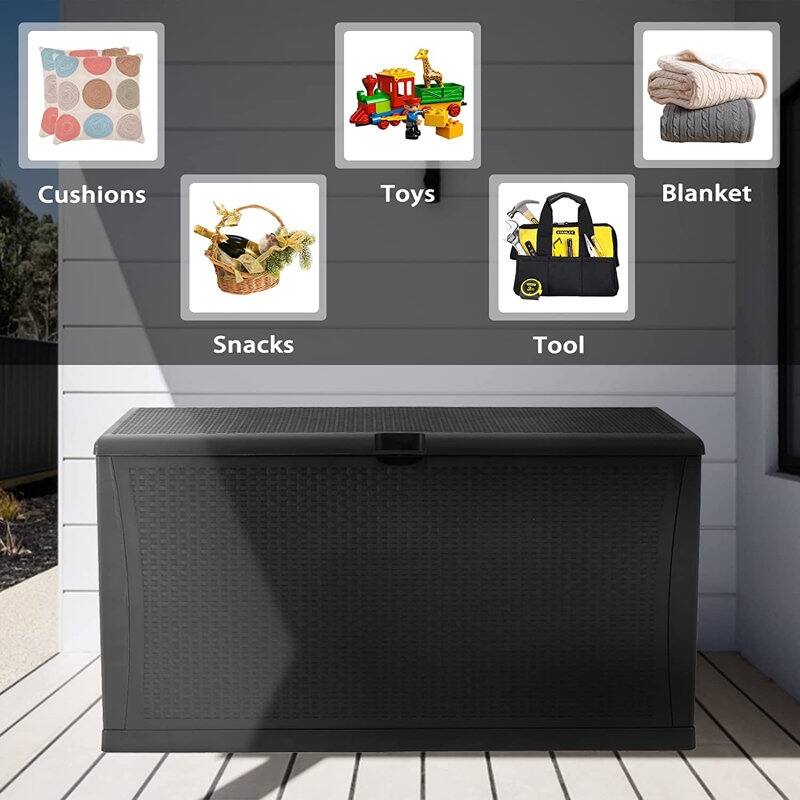 SUNCROWN 120 Gallon Deck Box Outdoor Resin Wicker Storage Container
