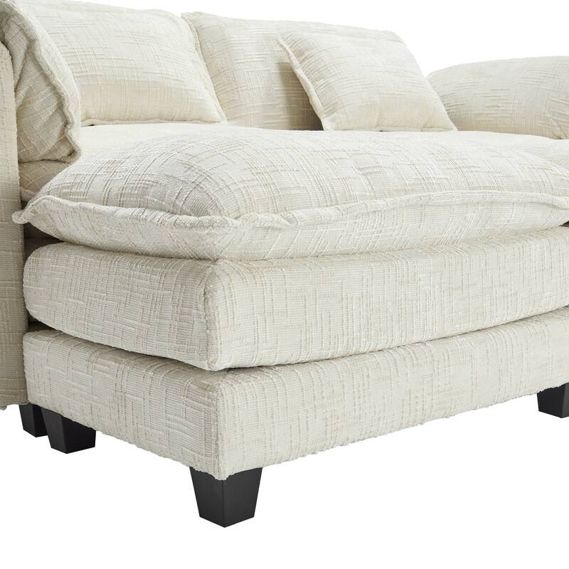76.77" Chenille Upholstered Sofa with 2 Ottomans