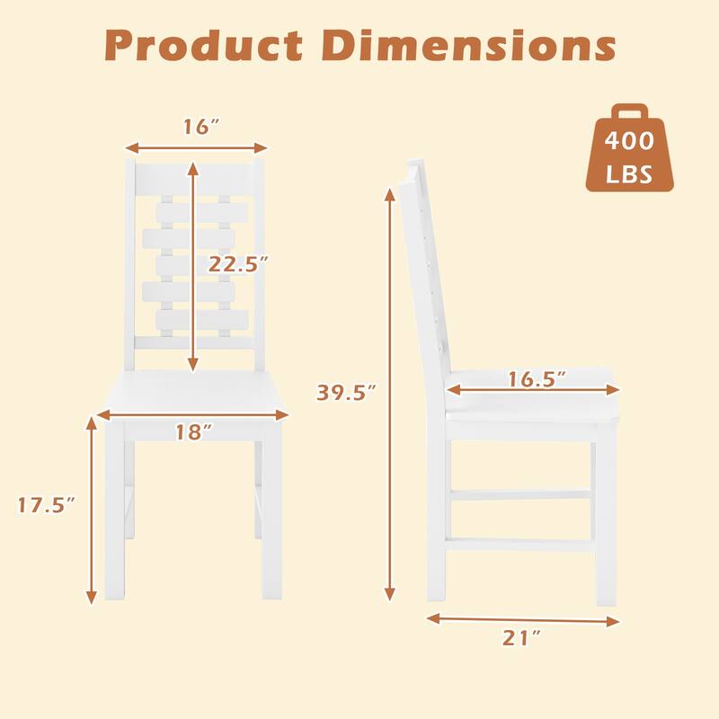 Classic Solid Wood Dining Chairs Set of 2 with High Back and Hollowed Design Vintage Style Kitchen Chairs - 18" x 21" x 39.5"