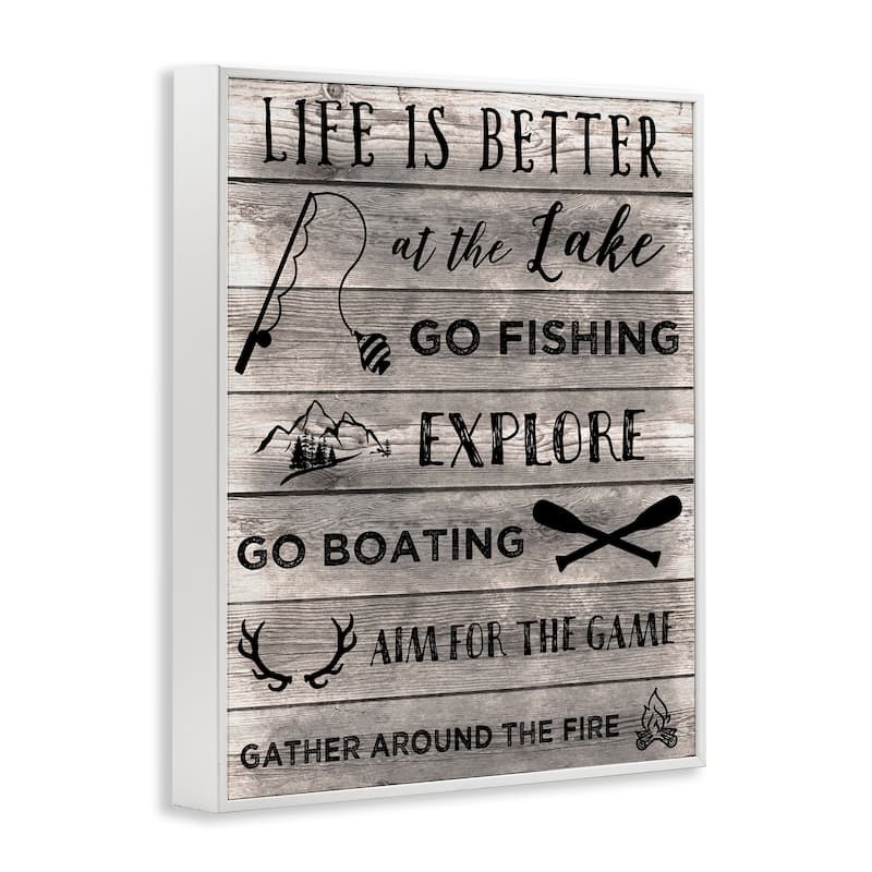 Stupell Lake Activities & Phrases Framed Giclee Art Design By CAD Designs