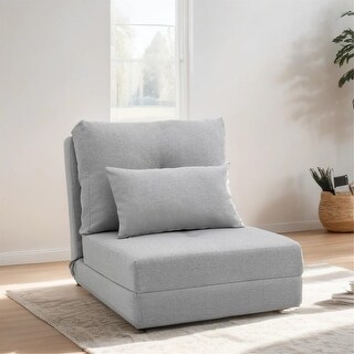 Image showcasing Folding Upholstered Couch w/ Adjustable Backrest, Metal Frame &Pillows ...