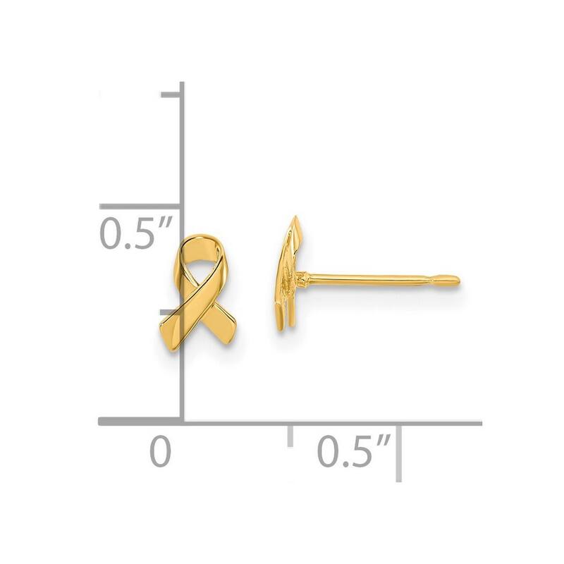 Curata 14k Yellow Gold Awareness Ribbon Post Earrings 6x5mm