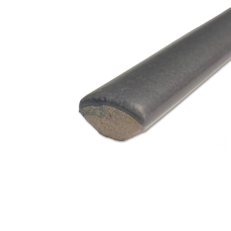 Merola Tile Coco Demi-Bullnose Matte Black Hat 1/2" x 7-7/8" Ceramic Wall Trim - (1 Tile)