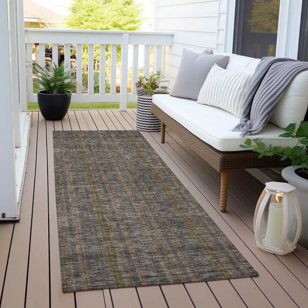 Machine Washable Indoor/ Outdoor Stripe Chantille Rug
