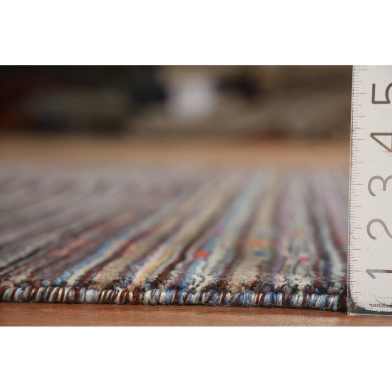 Hand Knotted Oriental 100% Wool Carpet Tribal Stripe Multi-Colored Gabbeh Area Rug - 7' 10'' X 5' 6''