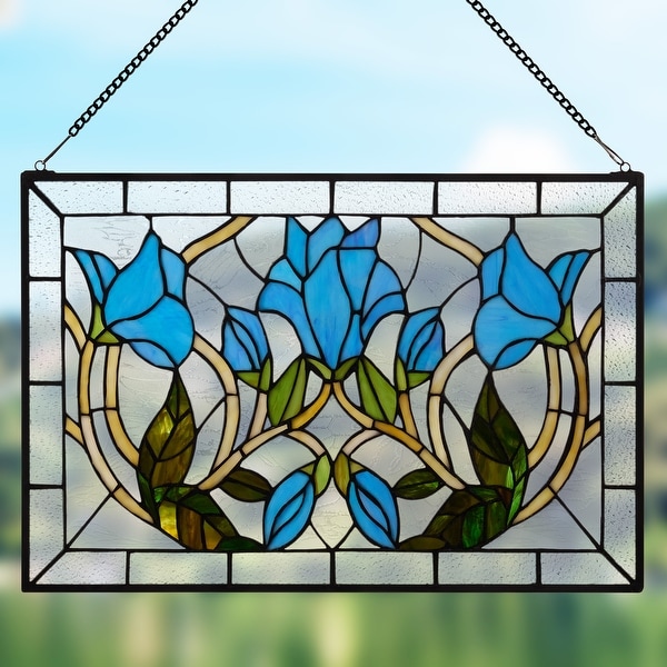 River of Goods 16-in H Blue Floral Vines Multicolored Tiffany