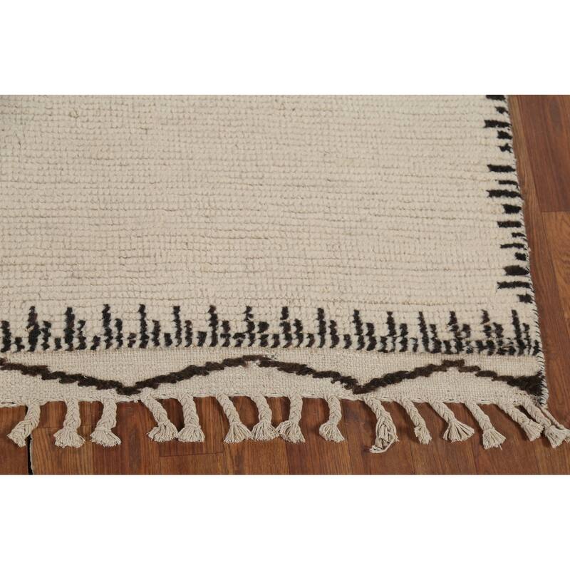 Moroccan Oriental Area Rug Hand-Knotted Wool Carpet - 6'0"x 9'9"