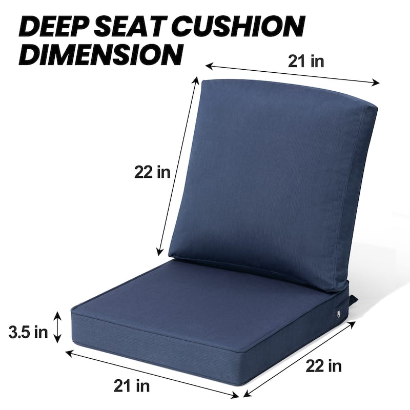 21 W in x 22 D in Outdoor Deep Seat Chair Cushion Set Dining Patio Chair Pad Set