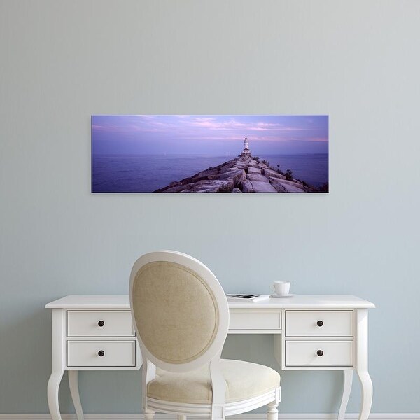 Easy Art Prints Panoramic Images's 'Lighthouse on the jetty, Chicago, Cook County, Illinois, USA' Premium Canvas Art