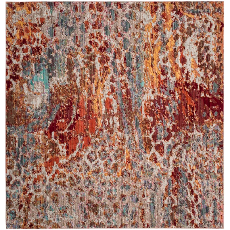 SAFAVIEH Valencia Iona Distressed Vintage Boho Oriental Polyester Rug - 6'7" Square - Multi