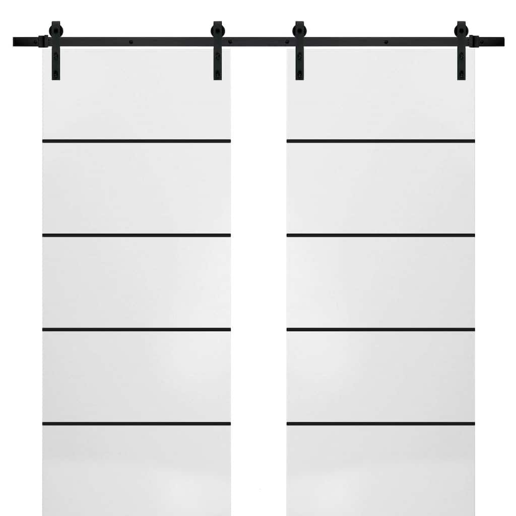 Sturdy Double Barn Door 36 x 80 with Planum 0015 White Silk with 13FT