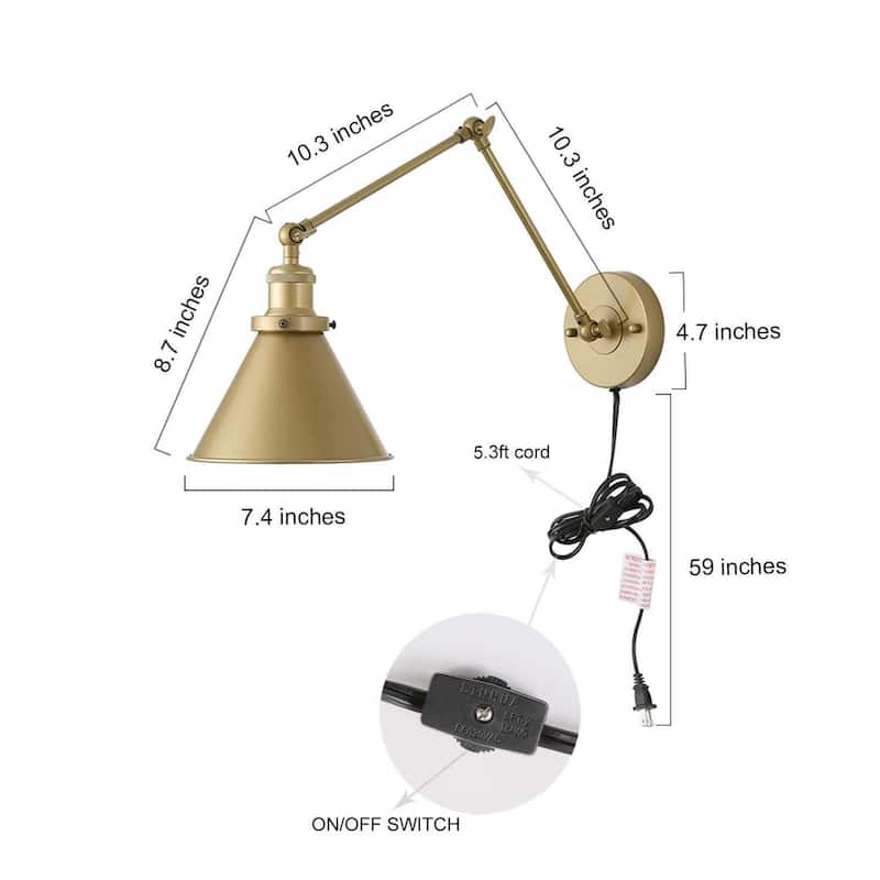 Modern Farmhouse Transitional 1-light Swing Arm Lights Wall Sconces Lamp