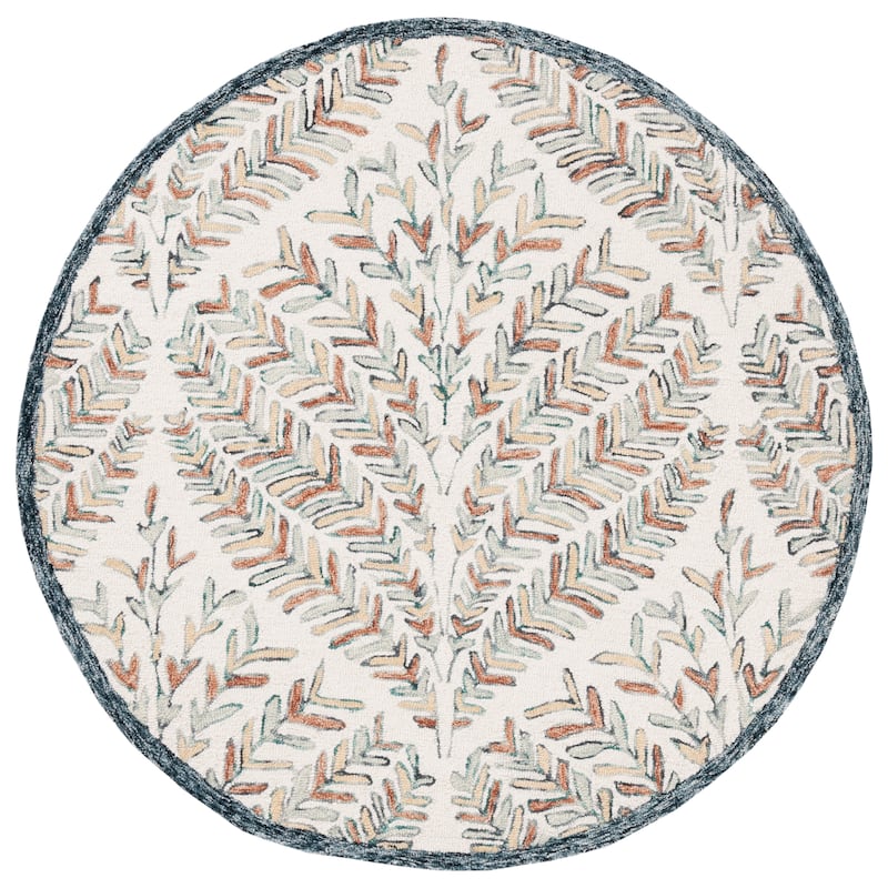 SAFAVIEH Handmade Capri Kert Wool Rug - 5' Round - Ivory/Green