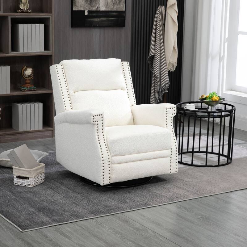 Swivel Manual Recliner Chair 360 Degree Leisure Arm Chair, Nursery Rocking Chairs - Beige
