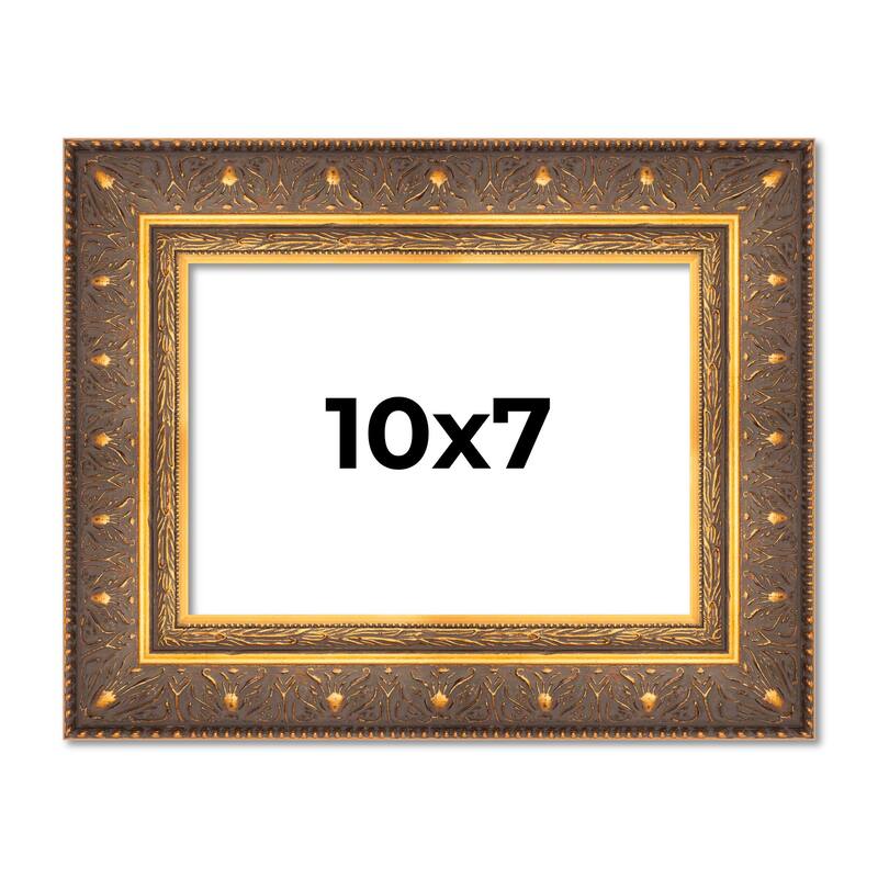 10x7 Frame Vintage Gold Solid Wood Picture Frame | 2.5 Inch Moulding