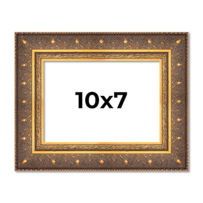 10x7 Frame Vintage Gold Solid Wood Picture Frame | 2.5 Inch Moulding