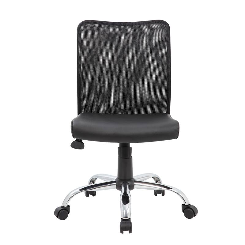 Lene Task Chair, Black Mesh and Caressoft Vinyl, Chrome, Tilt Tension