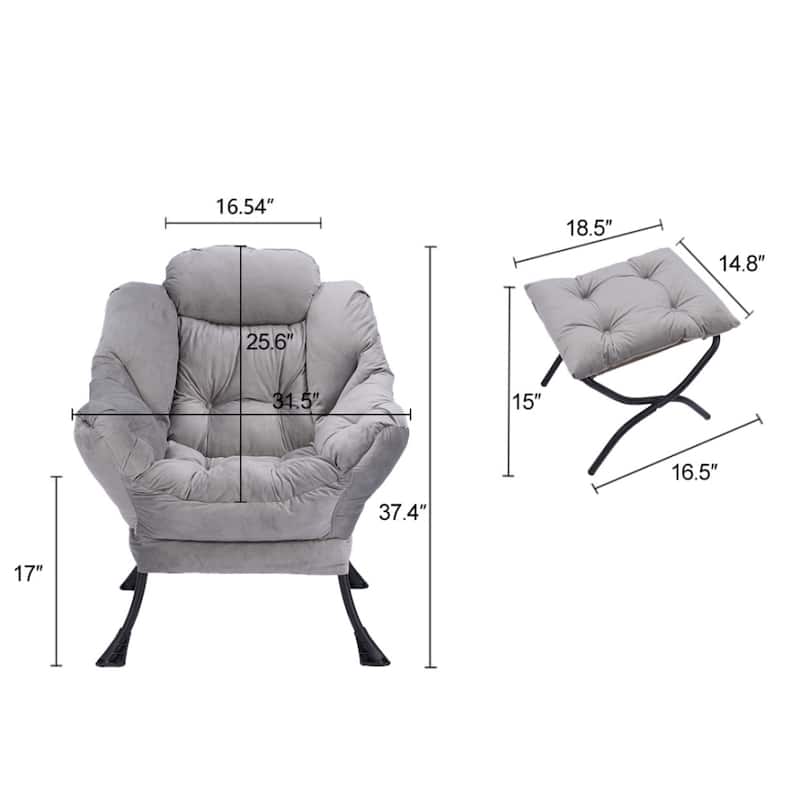 Modern Living Room Single Leisure Lounge Lazy Chair with Ottoman