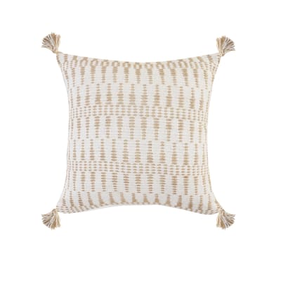 HomeRoots 20" X 20" Ivory And Tan 100% Cotton Geometric Zippered Pillow