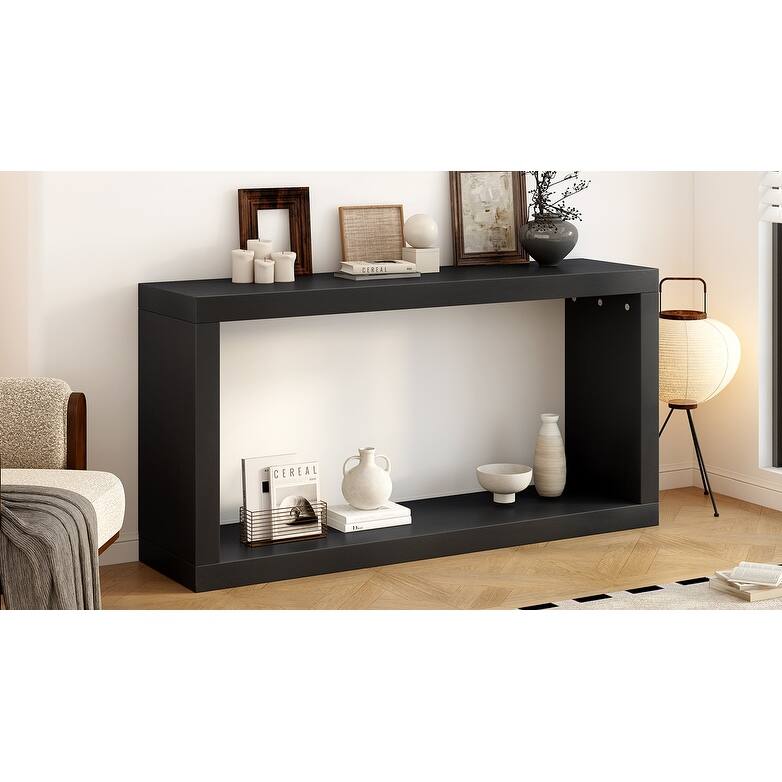59.6" Entryway Table with Storage Shelf, Square Frame