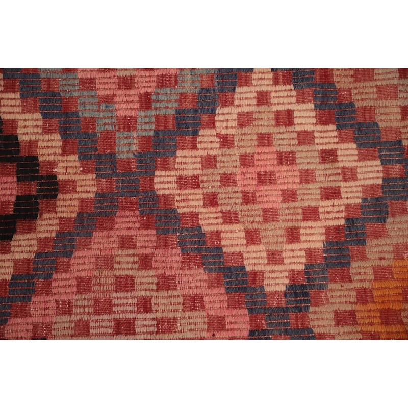 Hand Woven Oriental 100% Wool Carpet Southwestern Tribal Multi-Colored Kilim Area Rug - 9' 3'' X 5' 11''