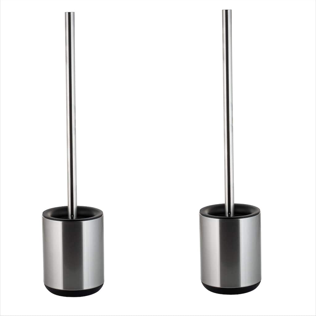 Bath Bliss 2 Pack Toilet Brush and Holder in Stainless Steel - Set