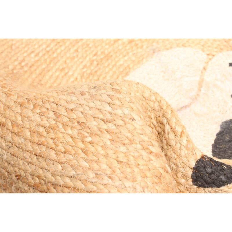 ECARPETGALLERY Braided Weave Palas Denizli Light Brown Jute Rug - 3'1 x 3'1